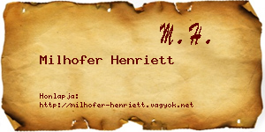Milhofer Henriett névjegykártya